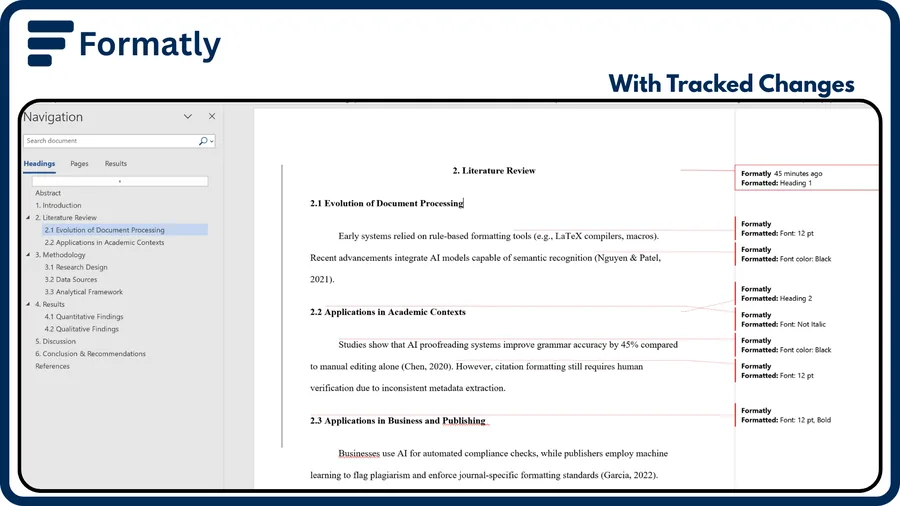 Tracked changes preview in Microsoft Word